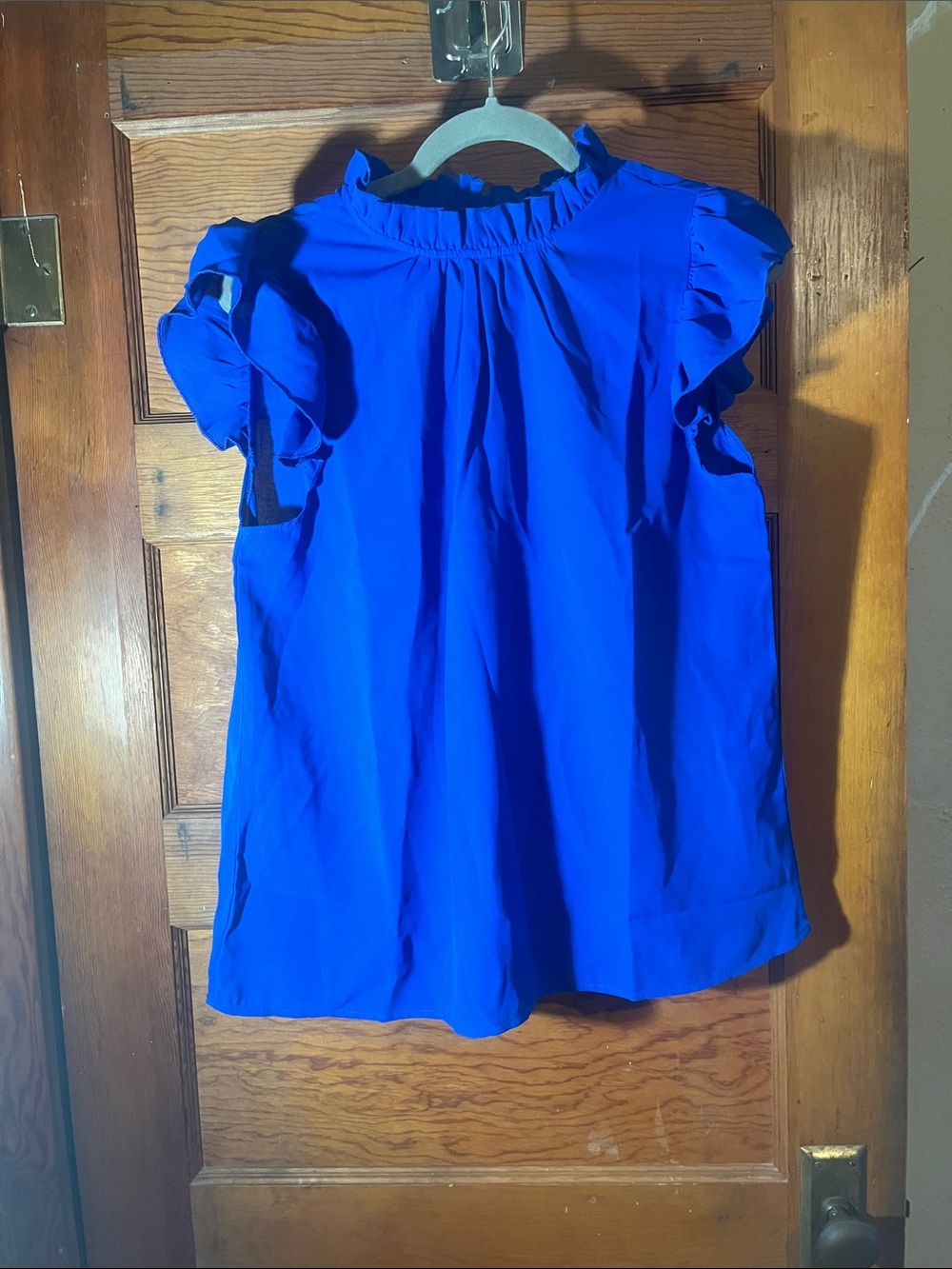 Royal Blue Ruffle Sleeve Blouse